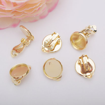 10PCS 14K 18K Gold Filled Clip-On Earring Converter Flat Edge Wrap Findings Components Pads White Gold Clip-On Earrings Doki Decor   