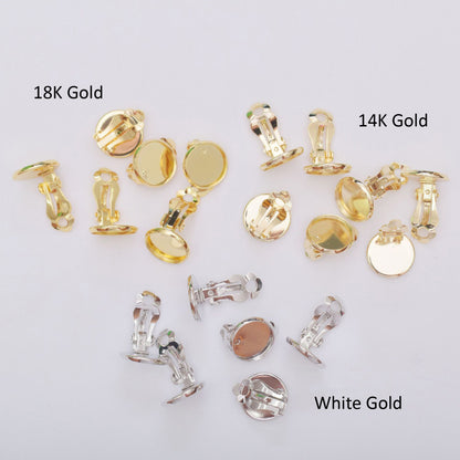 10PCS 14K 18K Gold Filled Clip-On Earring Converter Flat Edge Wrap Findings Components Pads White Gold Clip-On Earrings Doki Decor   