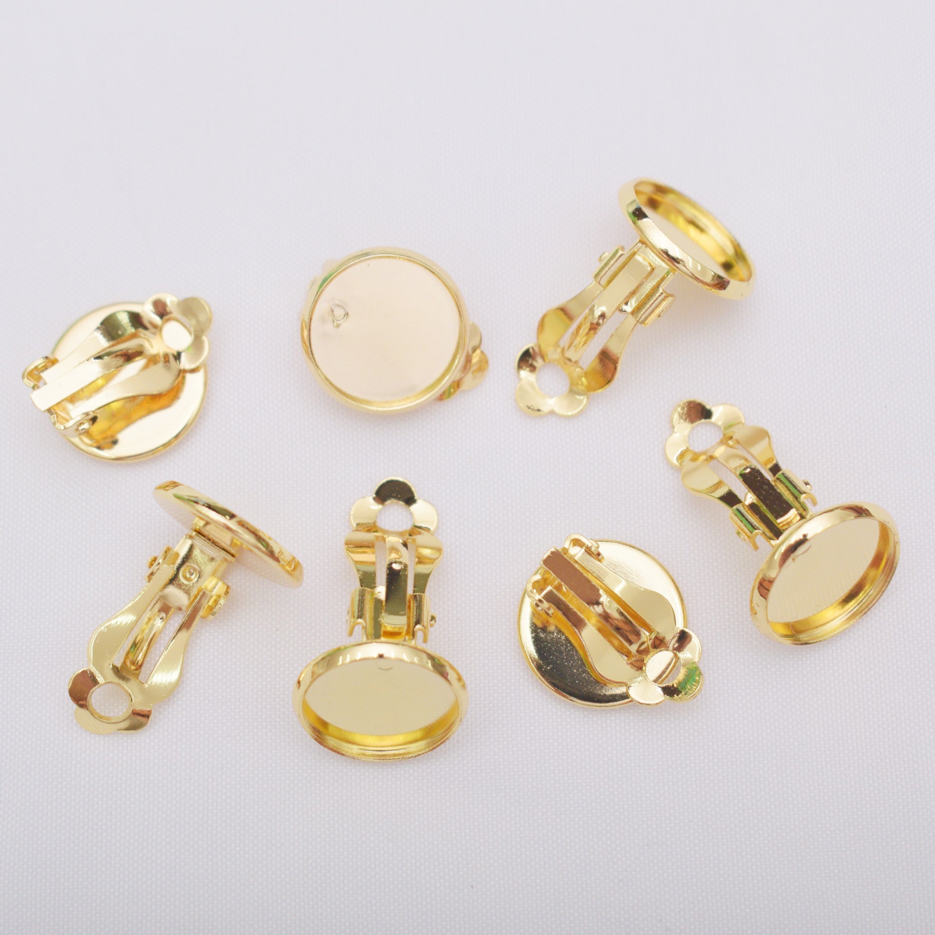 10PCS 14K 18K Gold Filled Clip-On Earring Converter Flat Edge Wrap Findings Components Pads White Gold Clip-On Earrings Doki Decor 18K Gold  