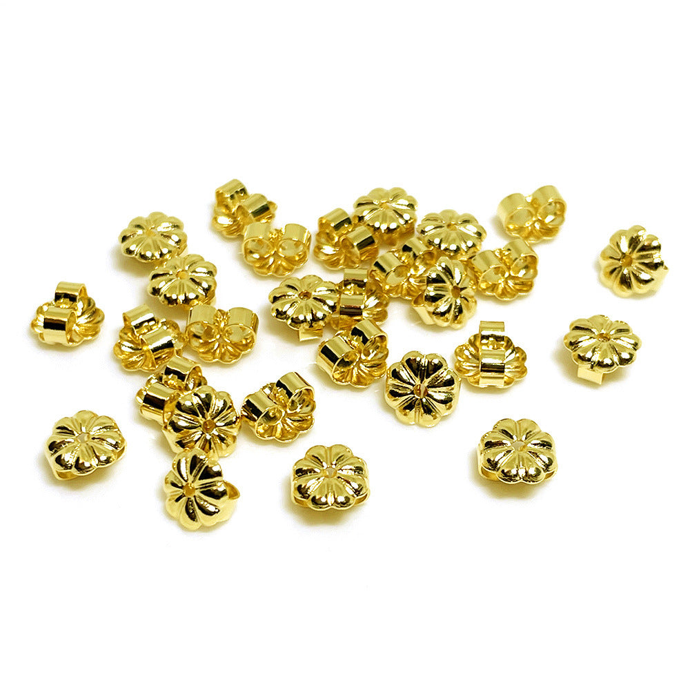 100PCS 14K 18K Gold Filled Earring Backs Flower Ear Stoppers White Gold Mental Replacement For Jewelry Making DIY Earrings Backs Doki Decor 18K Gold  