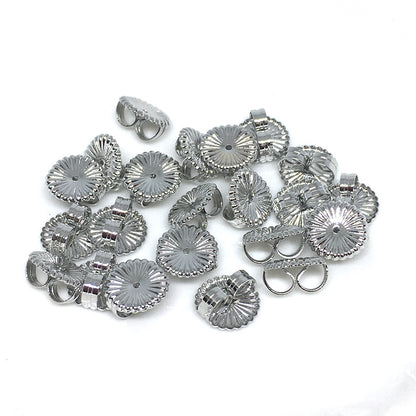 50PCS 18K Gold Filled Earring Backs Round Square With Loop Ear Stoppers White Gold Silver Mental Replacement For Jewelry Making DIY Earrings Backs Doki Decor Round# White Gold 