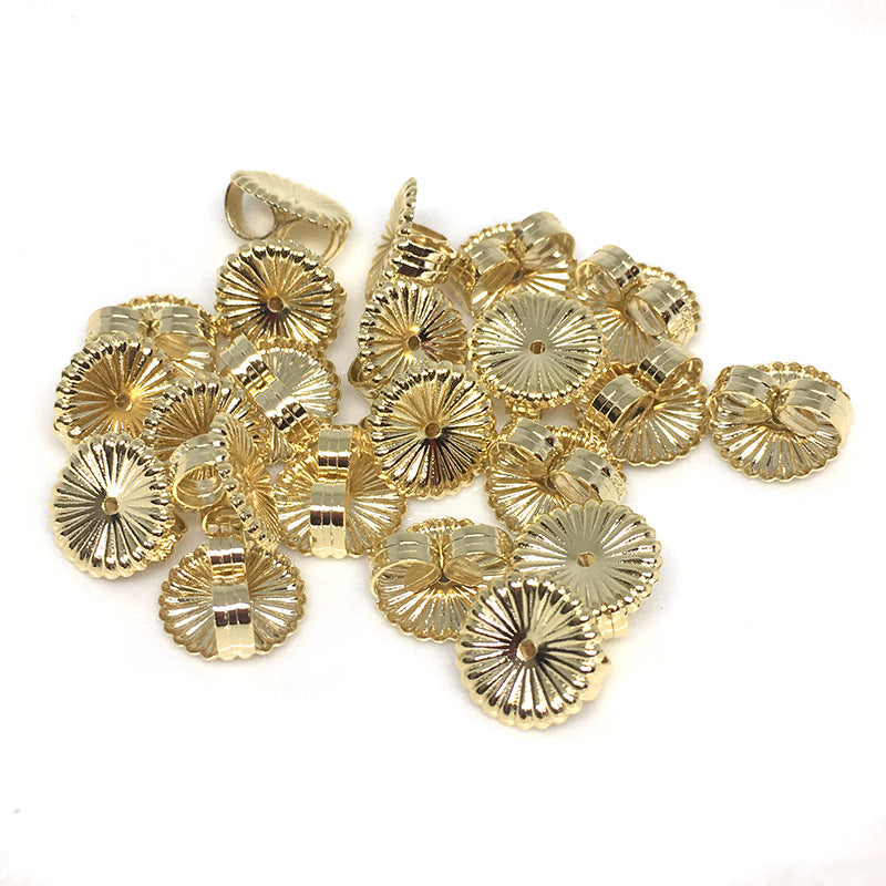 50PCS 18K Gold Filled Earring Backs Round Square With Loop Ear Stoppers White Gold Silver Mental Replacement For Jewelry Making DIY Earrings Backs Doki Decor Round# 14K Gold 