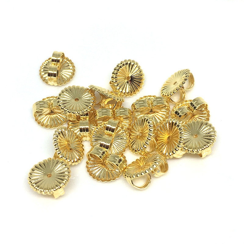 50PCS 18K Gold Filled Earring Backs Round Square With Loop Ear Stoppers White Gold Silver Mental Replacement For Jewelry Making DIY Earrings Backs Doki Decor Round# 18K Gold 