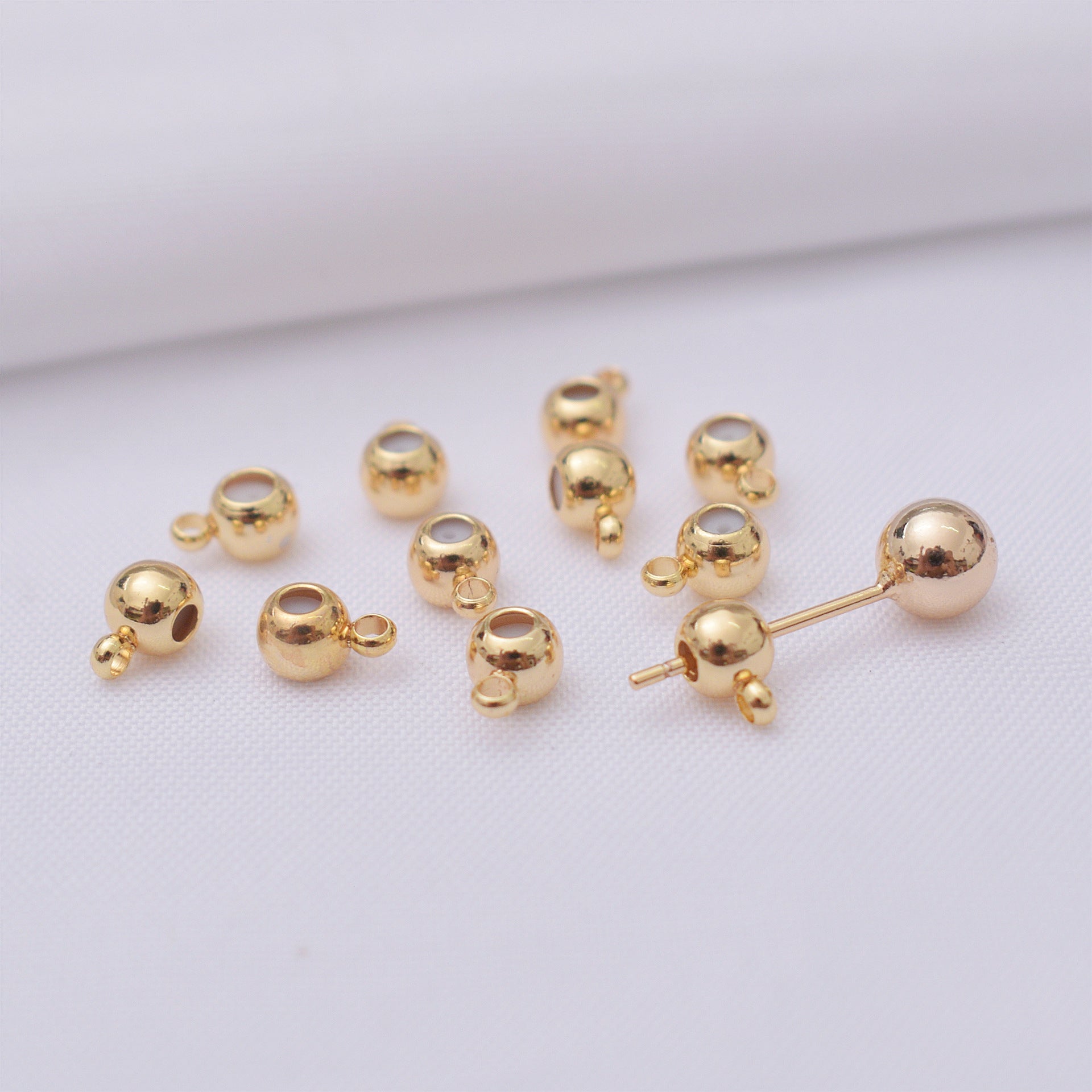 50PCS 18K Gold Filled Earring Backs Ball With Loop Silicone Ear Stoppers White Gold Mental Replacement For Jewelry Making DIY Earrings Backs Doki Decor 14K Gold  