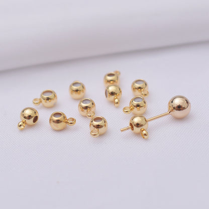 50PCS 18K Gold Filled Earring Backs Ball With Loop Silicone Ear Stoppers White Gold Mental Replacement For Jewelry Making DIY Earrings Backs Doki Decor 14K Gold  