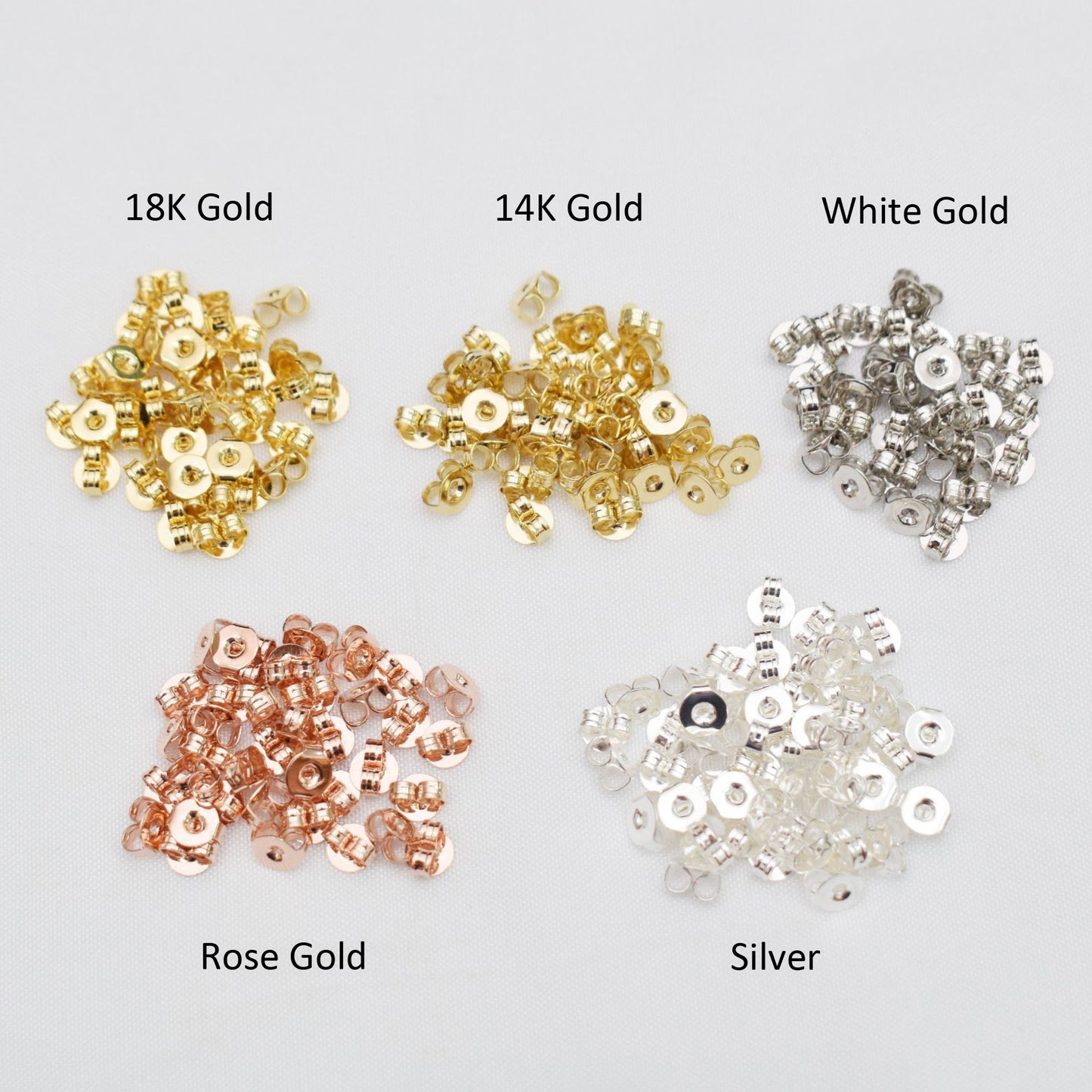 100PCS 18K Gold Filled Earring Backs Square Round Butterfly Ear Stoppers White Gold Silver Rose Gold Replacement For Jewelry Making DIY Earrings Backs Doki Decor   