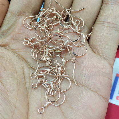 100PCS 14K 18K Gold Filled Earring Hooks 925 Sterling Silver With Loop Fish Earwire White Gold Silver Rose Gold For Jewelry Making Earrings Hooks Doki Decor Rose Gold  