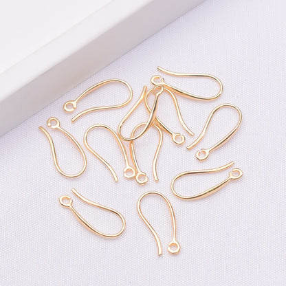 10PCS 14K 18K Gold Filled Earring Hooks Smooth U Type White Gold For Jewelry Making Earrings Hooks Doki Decor 14K Gold  