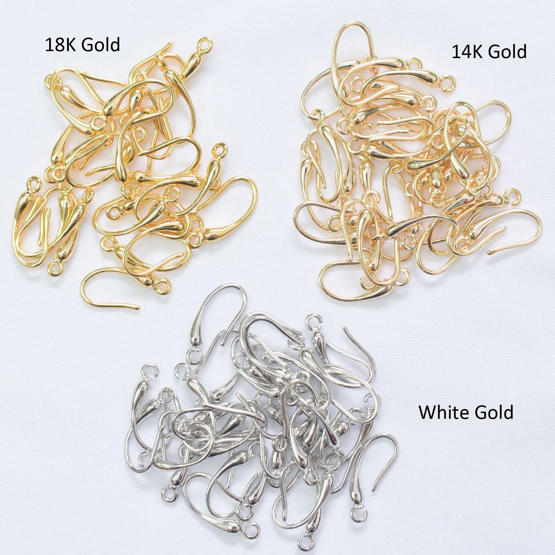 10PCS 14K 18K Gold Filled Earring Hooks Waterdrop Droplet With Loop Fish Earwire White Gold For Jewelry Making Earrings Hooks Doki Decor   