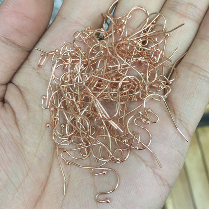 100PCS 14K 18K Gold Filled Earring Hooks Fish Earwire With Ball White Gold Silver Rose Gold For Jewelry Making Earrings Hooks Doki Decor Rose Gold  