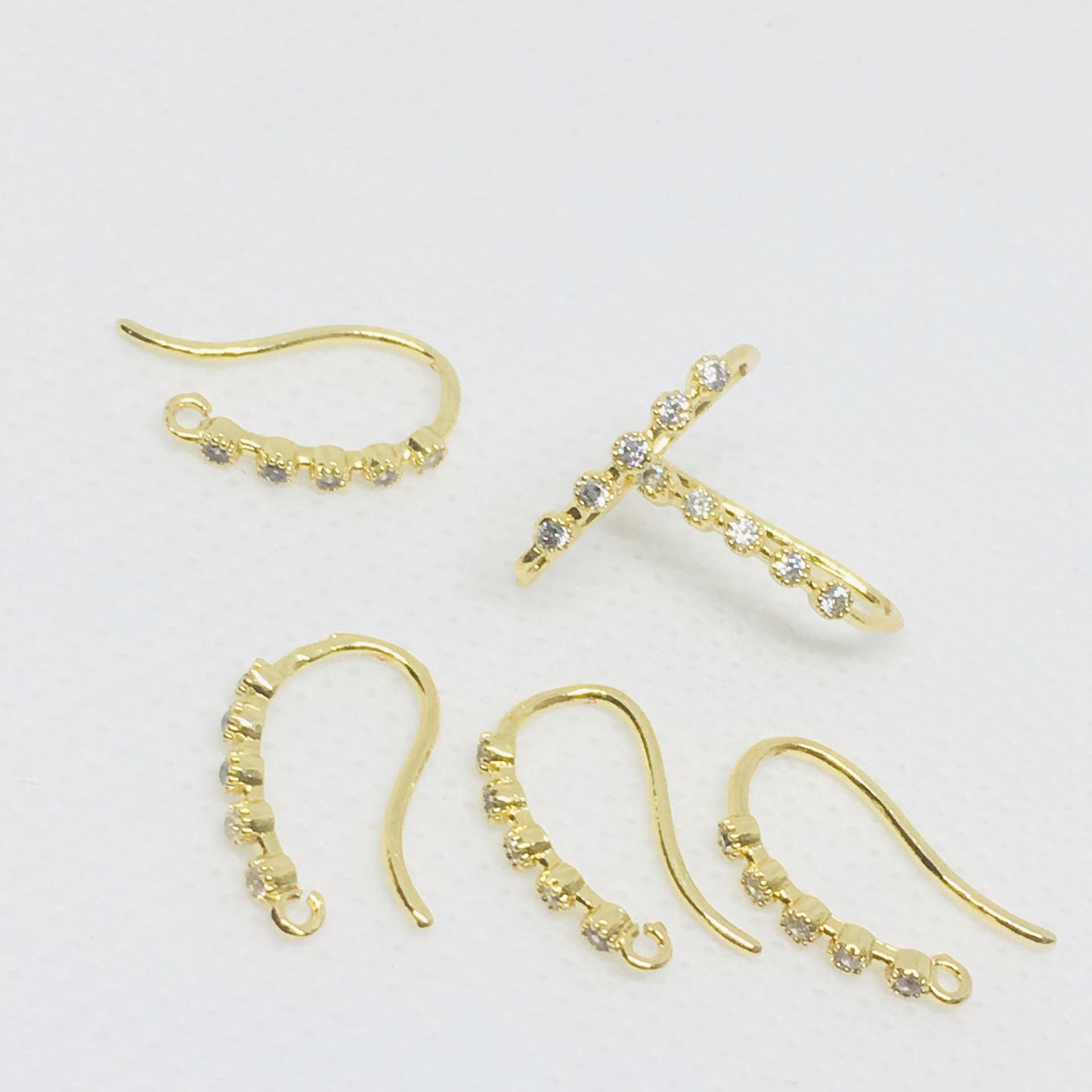 20PCS 14K 18K Gold Filled Earring Hooks Zircon Diamond Rhinestone White Gold Rose Gold For Jewelry Making Earrings Hooks Doki Decor 18K Gold 1# 