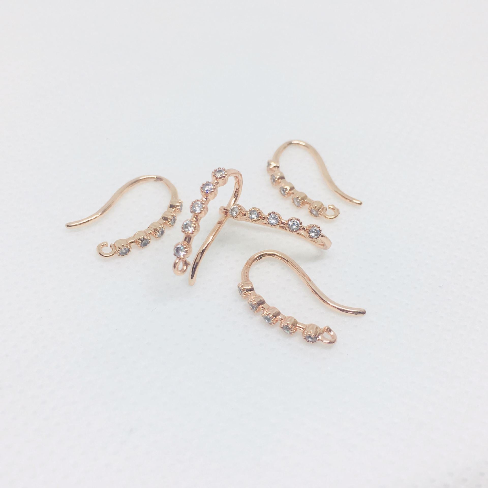 20PCS 14K 18K Gold Filled Earring Hooks Zircon Diamond Rhinestone White Gold Rose Gold For Jewelry Making Earrings Hooks Doki Decor Rose Gold 1# 