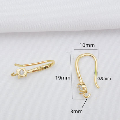 10PCS 14K 18K Gold Filled Earring Hooks Zircon Rhinestone Diamond With Loop Fish Earwire White Gold Silver Rose Gold For Jewelry Making Earrings Hooks Doki Decor   