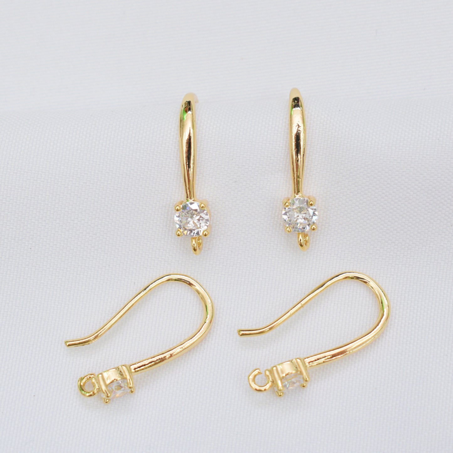 10PCS 14K 18K Gold Filled Earring Hooks Zircon Rhinestone Diamond With Loop Fish Earwire White Gold Silver Rose Gold For Jewelry Making Earrings Hooks Doki Decor 14K Gold  