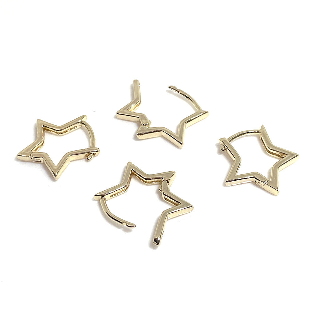 10PCS 14K 18K Gold Filled Earring Hoops Star Hollow Lever Back Beading Hoop White Gold Rose Gold For Jewelry Making Earrings Hoops Doki Decor 14K Gold  