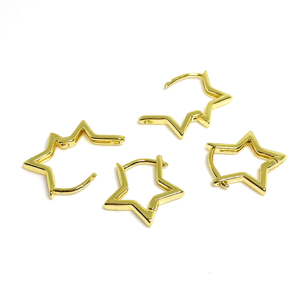 10PCS 14K 18K Gold Filled Earring Hoops Star Hollow Lever Back Beading Hoop White Gold Rose Gold For Jewelry Making Earrings Hoops Doki Decor 18K Gold  