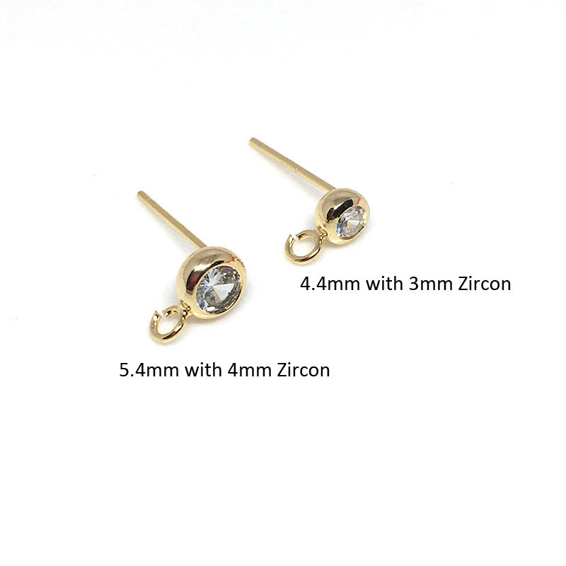 10PCS 14K 18K Gold Filled Earring Studs 925 Sterling Silver Zircon Rhinestone With Loop Dangle Rose Gold For Jewelry Making Earrings Studs Doki Decor   