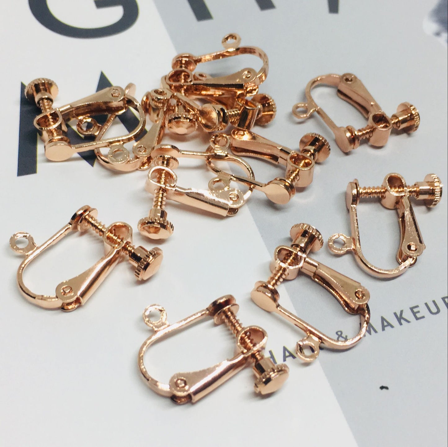 10PCS 14K 18K Gold Filled Flat Screw Clip-On Earring Converter Findings Components Pads White Gold Rose Gold Silver Clip-On Earrings Doki Decor Rose Gold  