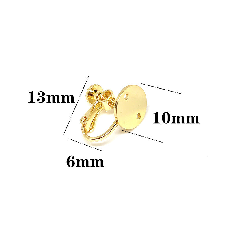 10PCS 14K 18K Gold Filled Screw Clip-On Earring Converter Findings Components Flat Earring Pads Rose Gold White Gold With Hole Clip-On Earrings Doki Decor   