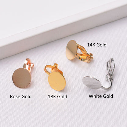 10PCS 14K 18K Gold Filled Frog Clip-On Earring Converter Findings Components Flat Round Triangle Earring Pads White Gold Rose Gold Clip-On Earrings Doki Decor   