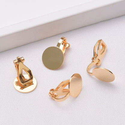 10PCS 14K 18K Gold Filled Frog Clip-On Earring Converter Findings Components Flat Round Triangle Earring Pads White Gold Rose Gold Clip-On Earrings Doki Decor 14K Gold  