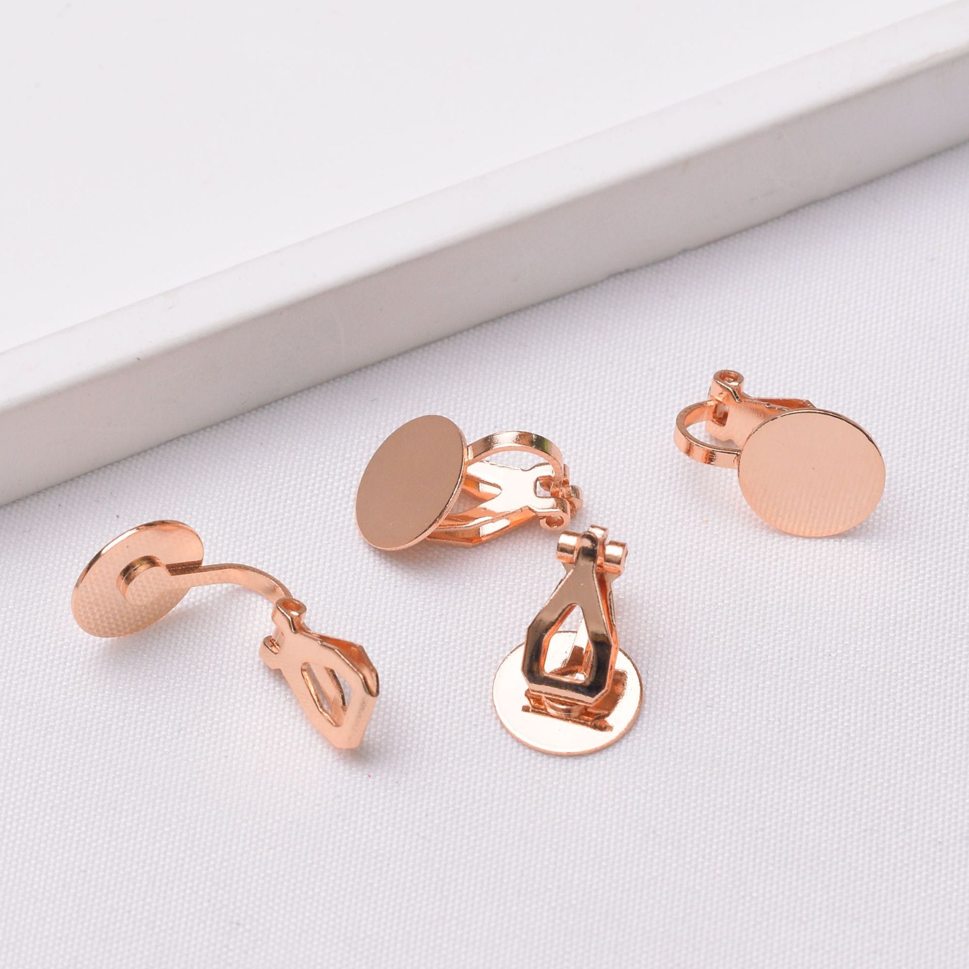 10PCS 14K 18K Gold Filled Frog Clip-On Earring Converter Findings Components Flat Round Triangle Earring Pads White Gold Rose Gold Clip-On Earrings Doki Decor Rose Gold  