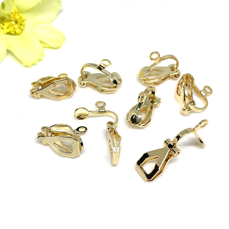 10PCS 14K 18K Gold Filled Frog Clip-On Earring Converter Findings Components Flat Triangle Earring Pads Rose Gold Clip-On Earrings Doki Decor   