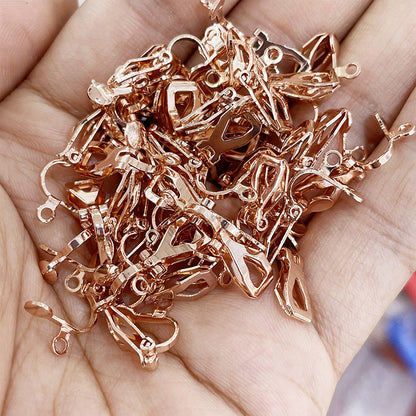 10PCS 14K 18K Gold Filled Frog Clip-On Earring Converter Findings Components Flat Triangle Earring Pads Rose Gold Clip-On Earrings Doki Decor Rose Gold  