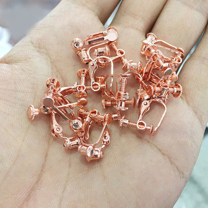 50PCS 14K 18K Gold Filled Rubber Frog Clip-On Earring Converter Findings Components Earring Pads Rose Gold Silver White Gold Clip-On Earrings Doki Decor Rose Gold  