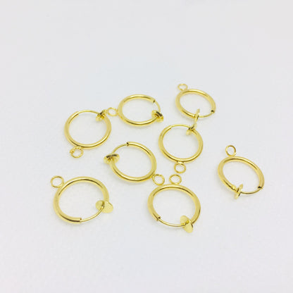 10PCS 14K 18K Gold Filled Hoop Clip-On Earring Converter Findings Components Pads White Gold Rose Gold Silver Black Clip-On Earrings Doki Decor 18K Gold  