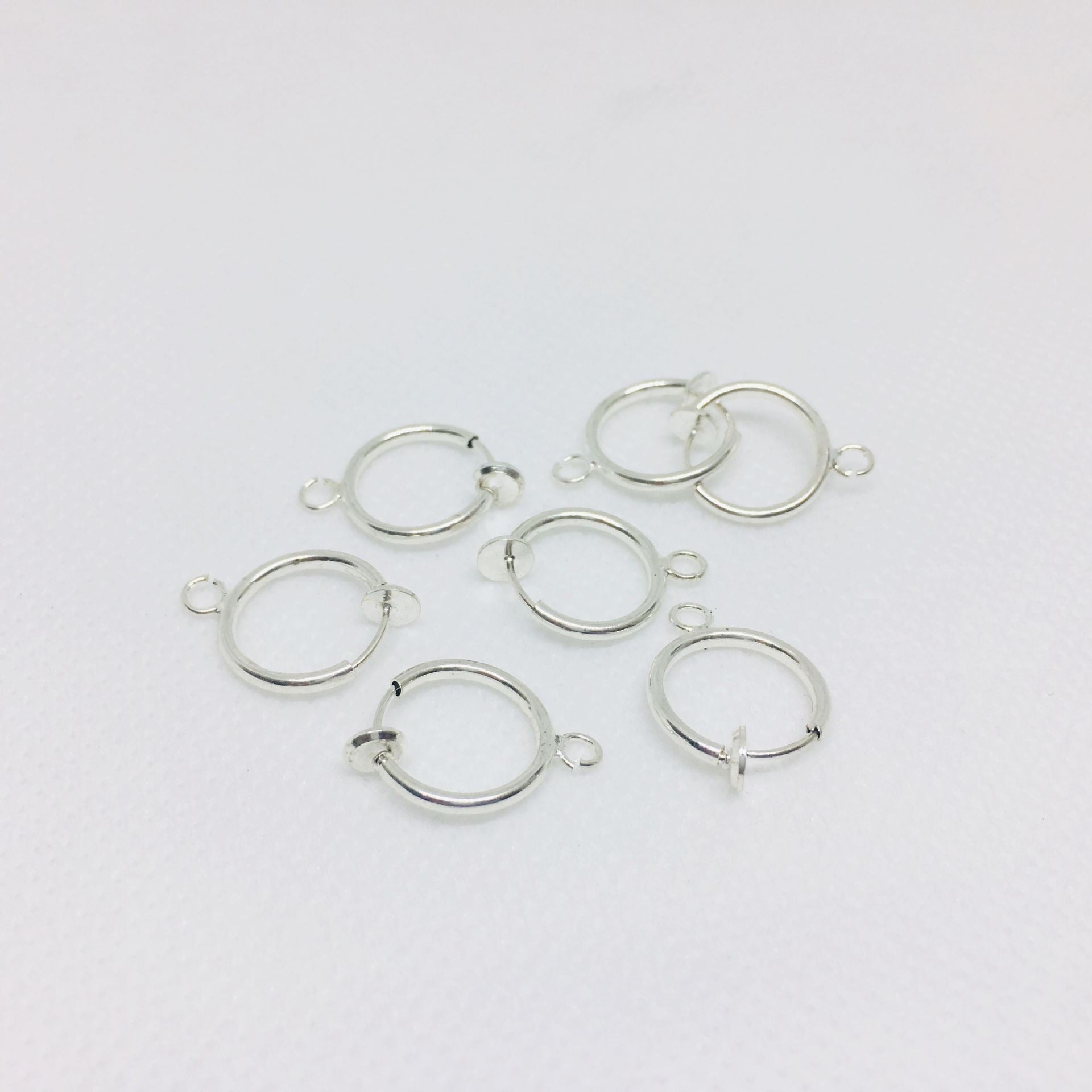 10PCS 14K 18K Gold Filled Hoop Clip-On Earring Converter Findings Components Pads White Gold Rose Gold Silver Black Clip-On Earrings Doki Decor Silver  