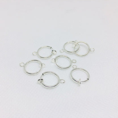 10PCS 14K 18K Gold Filled Hoop Clip-On Earring Converter Findings Components Pads White Gold Rose Gold Silver Black Clip-On Earrings Doki Decor Silver  