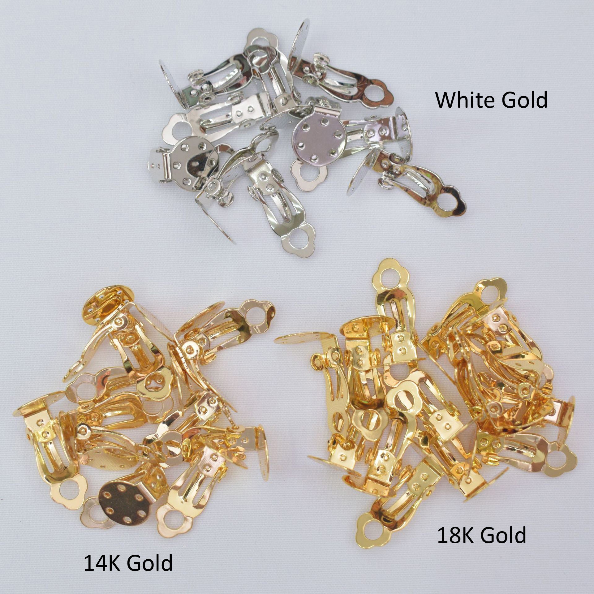 10PCS 14K 18K Gold Filled Frog Clip-On Earring Converter Findings Components Flat Round White Gold Earring Pads Clip-On Earrings Doki Decor   