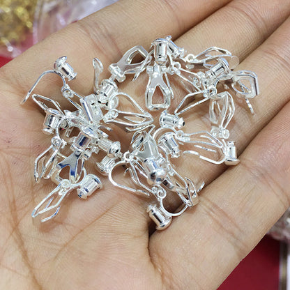 10PCS 14K 18K Gold Filled Rubber Frog Clip-On Earring Converter Findings Components Pads White Gold Rose Gold Silver Clip-On Earrings Doki Decor Silver  