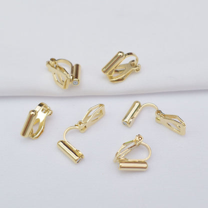 10PCS 14K 18K Gold Filled Rubber Clip-On Earring Converter Findings Components Pads White Gold Rose Gold Silver Clip-On Earrings Doki Decor 14K Gold  