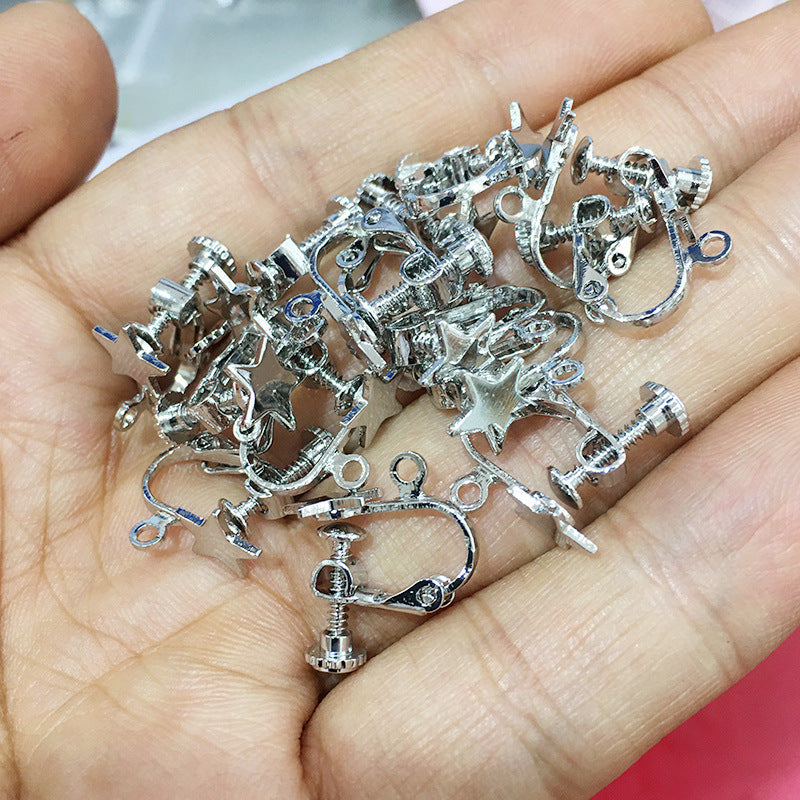 10PCS 14K 18K Gold Filled Star Screw Clip-On Earring Converter Findings Components Flat Earring Pads Silver White Gold Rose Gold Clip-On Earrings Doki Decor White Gold  