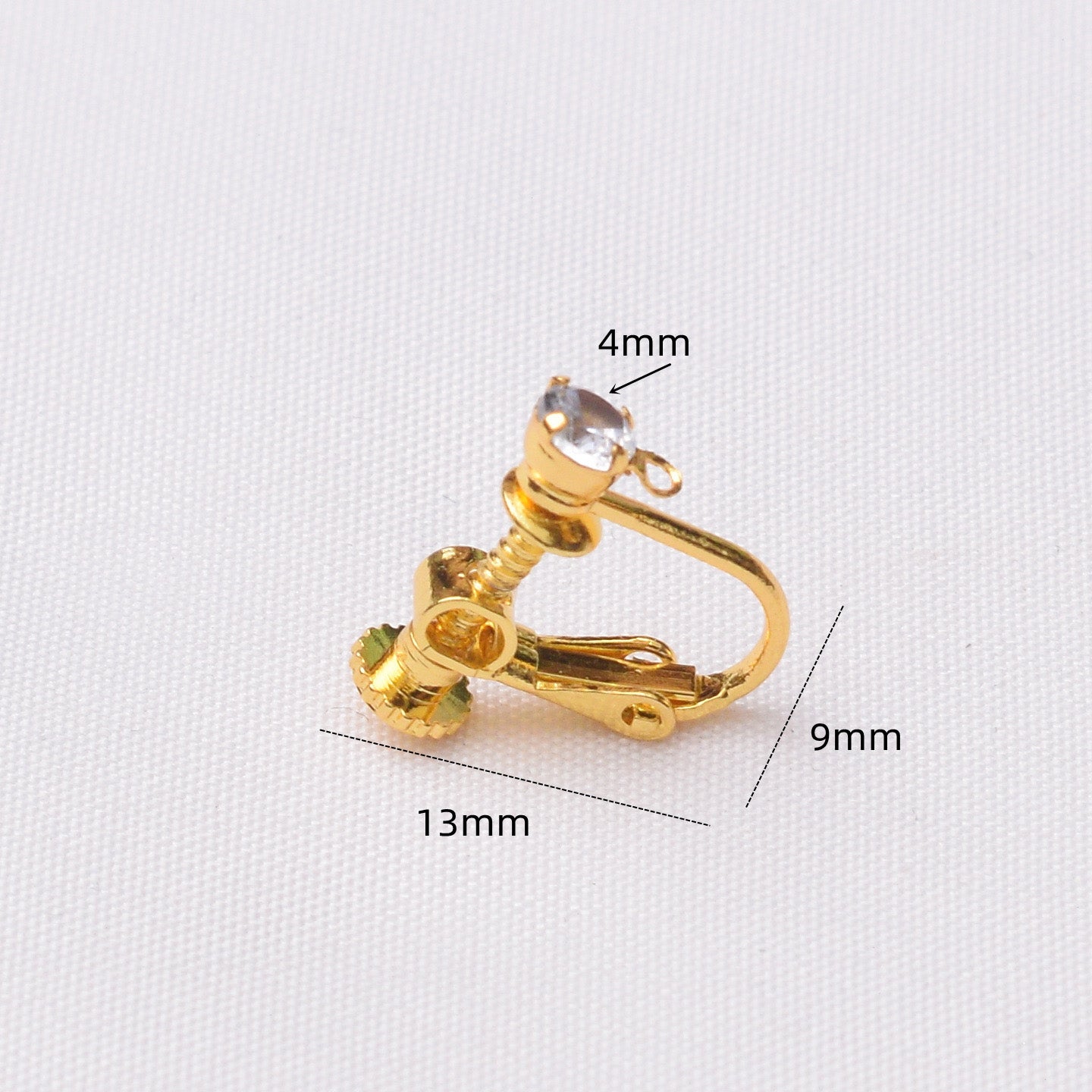 10PCS 14K 18K Gold Filled Zircon Screw Clip-On Earring Converter Findings Components Pads Diamond White Gold Rose Gold Silver Clip-On Earrings Doki Decor   