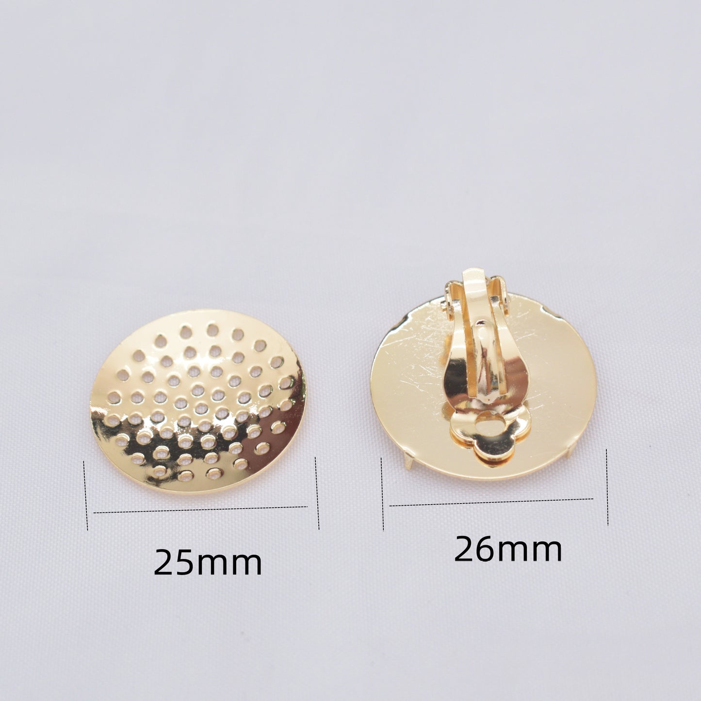 10PCS 14K Gold Filled Clip-On Earring Converter Findings Components Flat Round Earring Pads With Hole Clip-On Earrings Doki Decor   