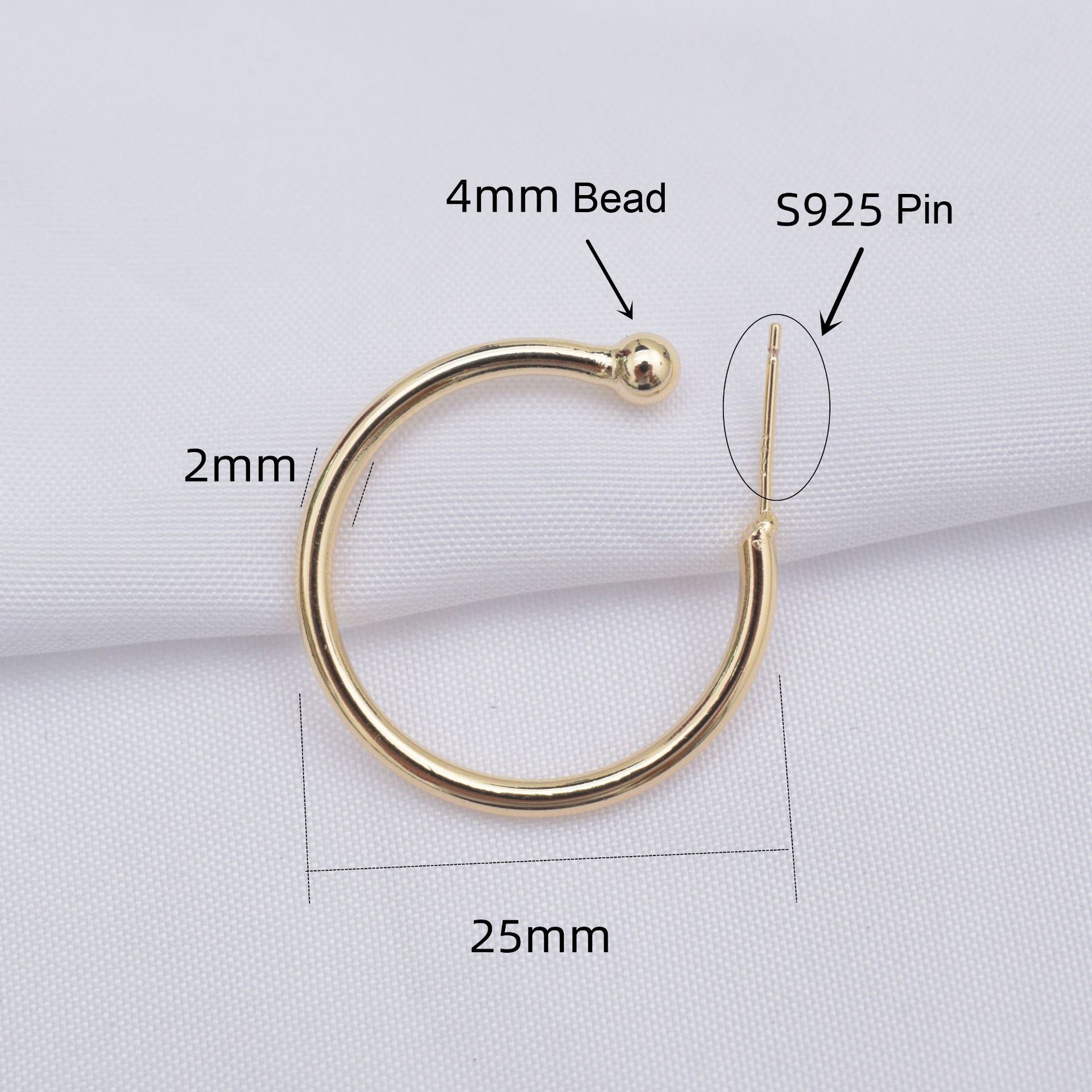 10PCS 14K Gold Filled 925 Sterling Sivler Earring Studs Large Hoops Smooth With Loop White Gold Earring Posts Blank For Jewelry Supplies Earrings Studs Doki Decor   