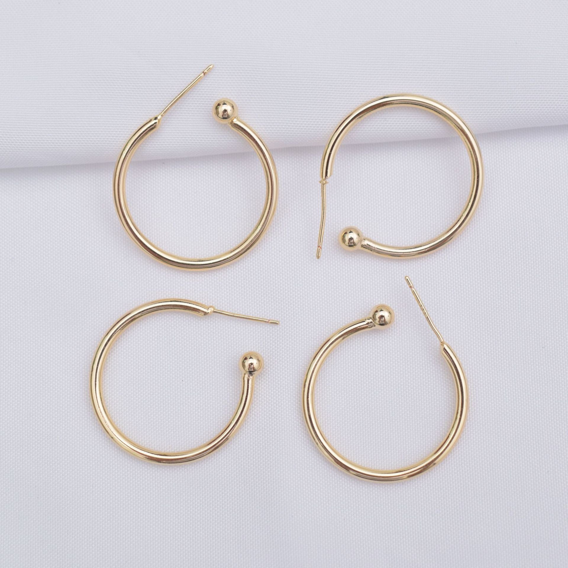 10PCS 14K Gold Filled 925 Sterling Sivler Earring Studs Large Hoops Smooth With Loop White Gold Earring Posts Blank For Jewelry Supplies Earrings Studs Doki Decor 14K Gold  