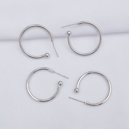 10PCS 14K Gold Filled 925 Sterling Sivler Earring Studs Large Hoops Smooth With Loop White Gold Earring Posts Blank For Jewelry Supplies Earrings Studs Doki Decor White Gold  