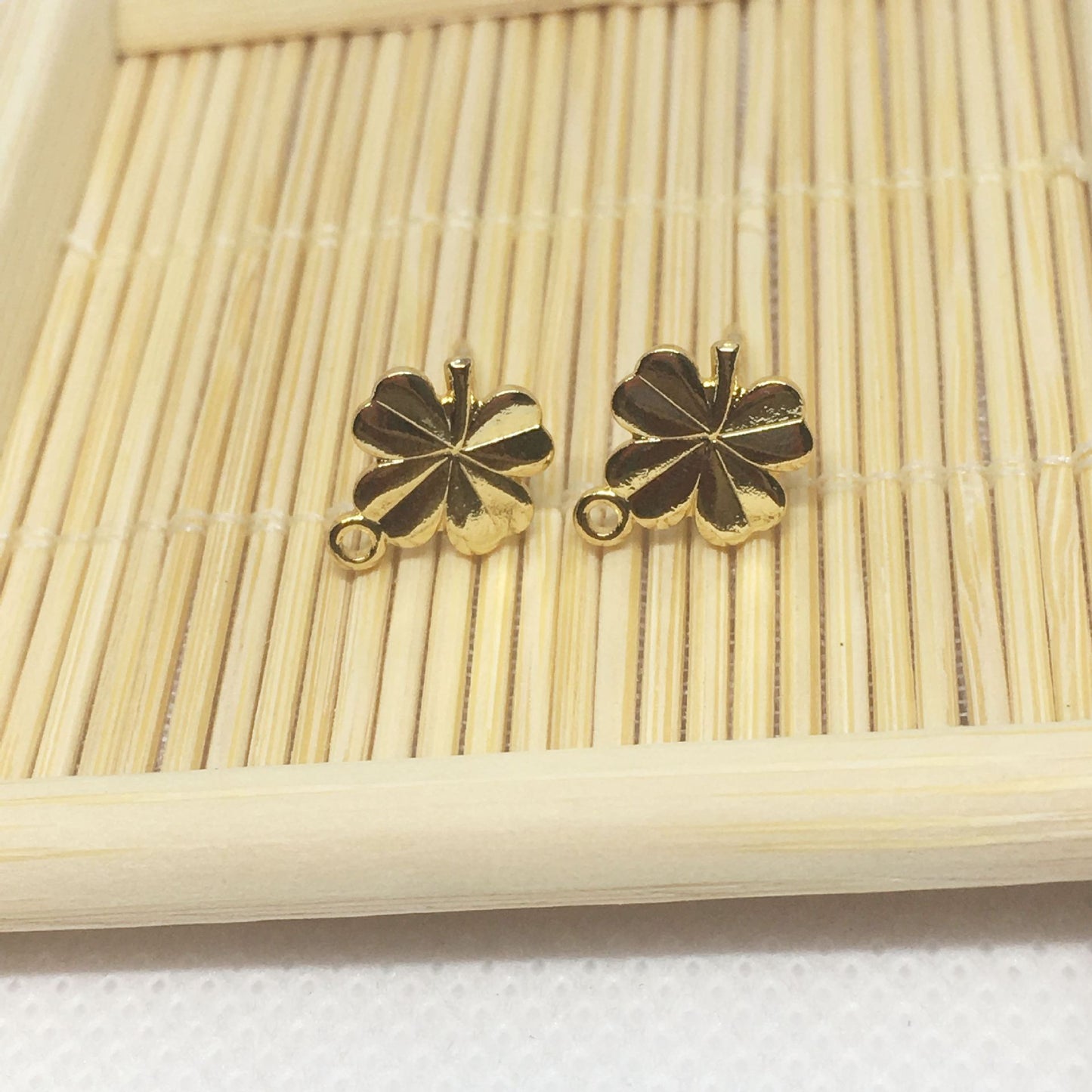 10PCS 14K Gold Filled 925 Sterling Silver Earring Studs Lucky Leaf Leaves With Loop White Gold Earring Posts Blank For Jewelry Supplies Earrings Studs Doki Decor 14K Gold  