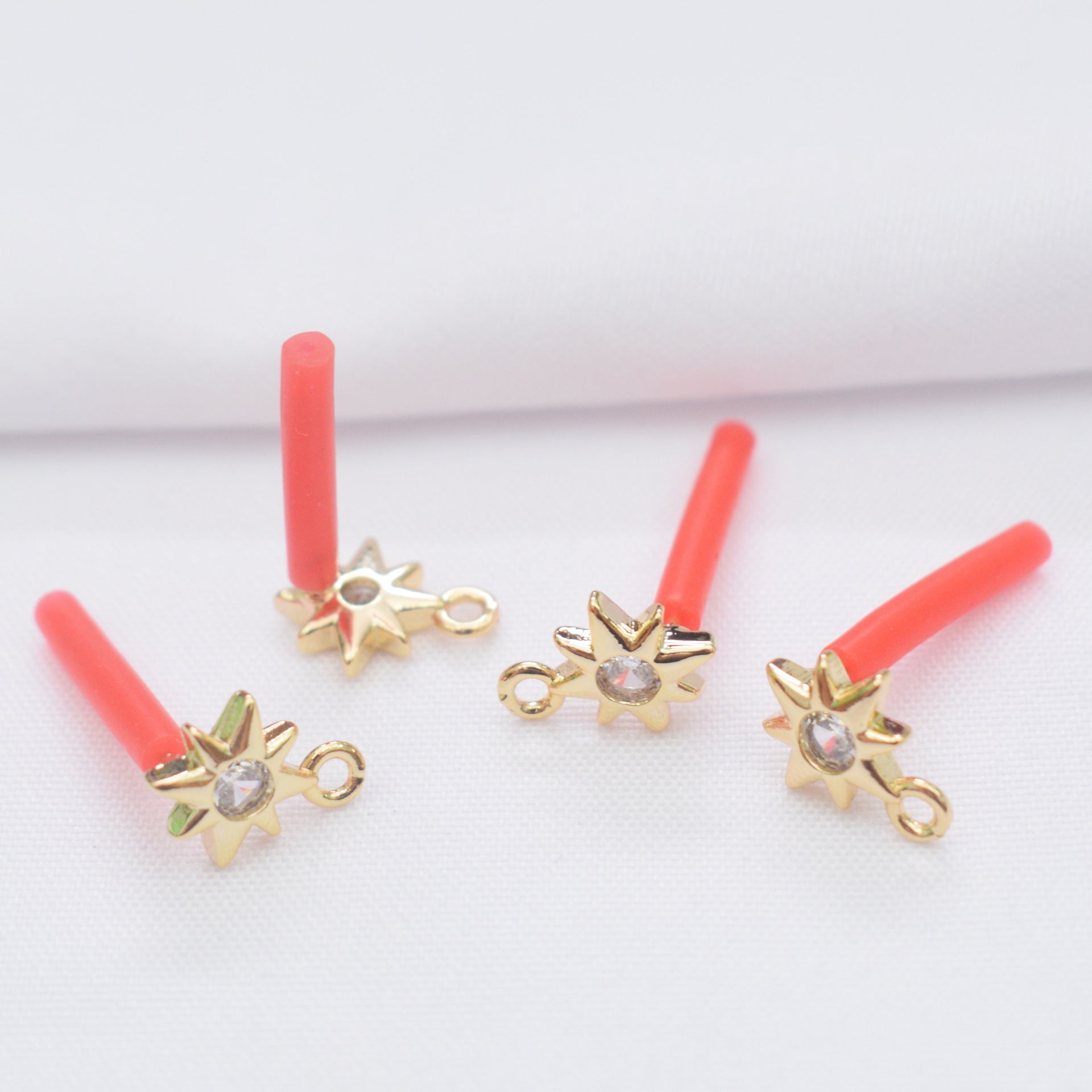 10PCS 14K Gold Filled S925 Earring Studs Crown Star With Loop Rhinestone Zircon White Gold Earring Posts Blank For Jewelry Supplies Earrings Studs Doki Decor Star 14K Gold 