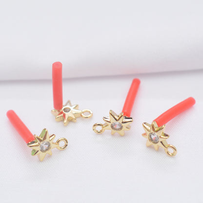 10PCS 14K Gold Filled S925 Earring Studs Crown Star With Loop Rhinestone Zircon White Gold Earring Posts Blank For Jewelry Supplies Earrings Studs Doki Decor Star 14K Gold 