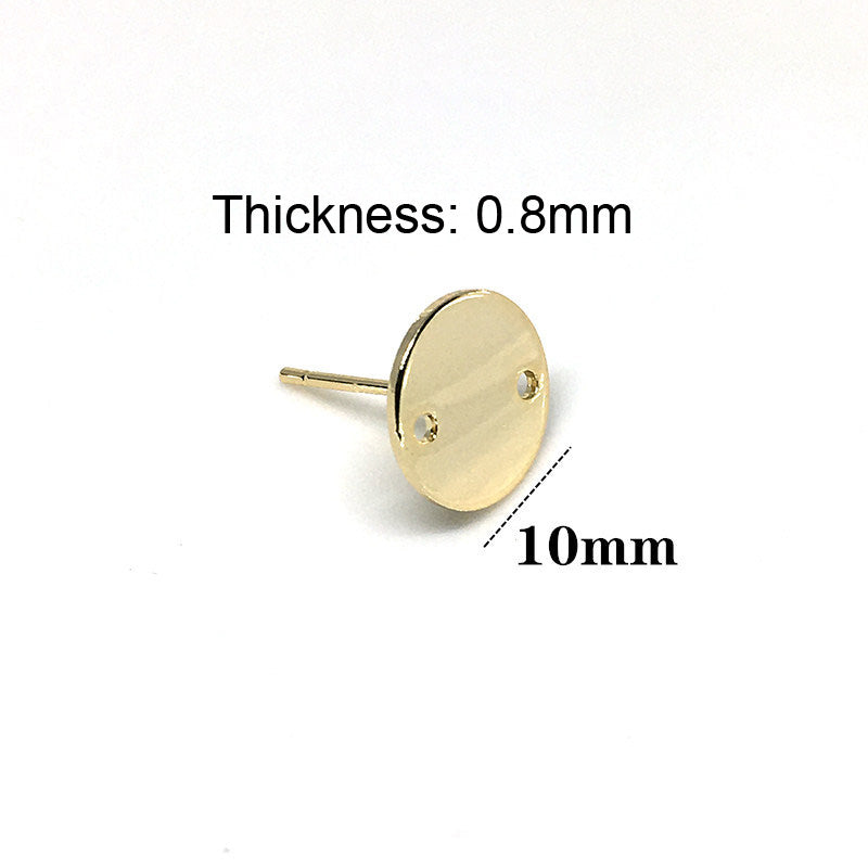 10PCS 14K Gold Filled S925 Earring Studs Flat Circle Round With Hole White Gold Earring Posts Blank For Jewelry Supplies Earrings Studs Doki Decor   