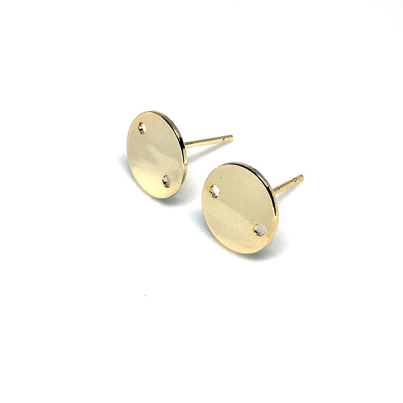 10PCS 14K Gold Filled S925 Earring Studs Flat Circle Round With Hole White Gold Earring Posts Blank For Jewelry Supplies Earrings Studs Doki Decor   