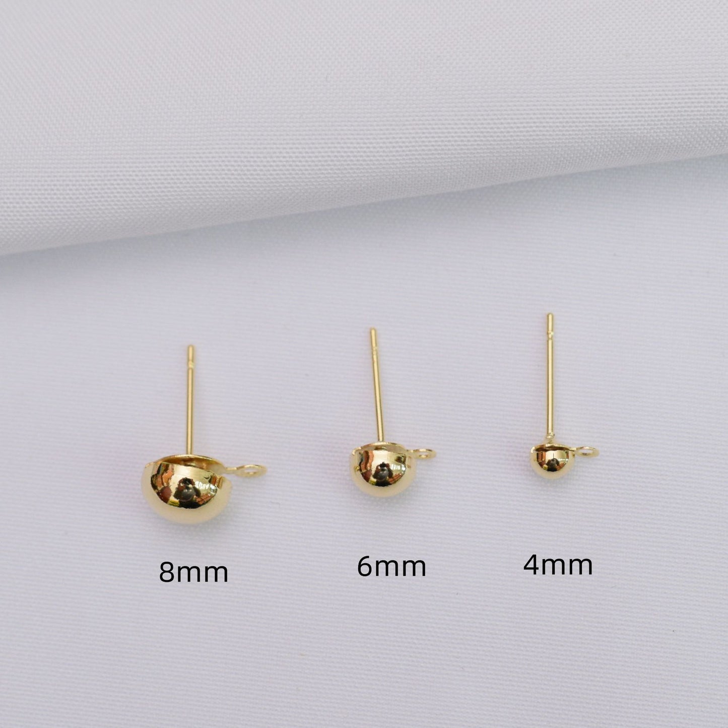 100PCS 14K Gold Filled Earring Studs Ball Bead 4mm 6mm 8mm With Loop Earring Posts Blank For Jewelry Supplies Earrings Studs Doki Decor   