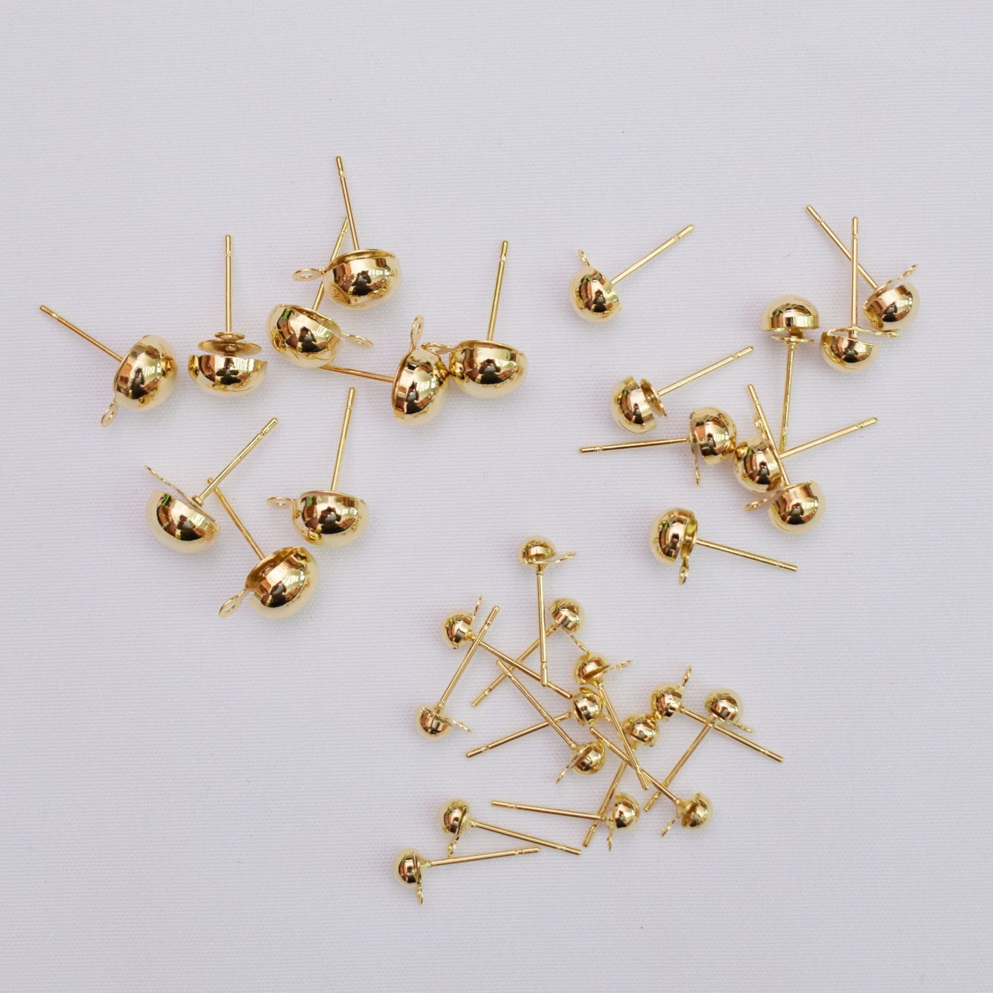 100PCS 14K Gold Filled Earring Studs Ball Bead 4mm 6mm 8mm With Loop Earring Posts Blank For Jewelry Supplies Earrings Studs Doki Decor   