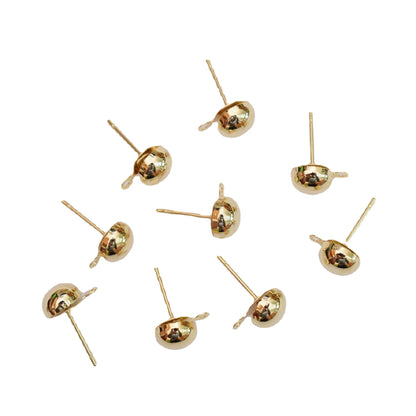 100PCS 14K Gold Filled Earring Studs Ball Bead 4mm 6mm 8mm With Loop Earring Posts Blank For Jewelry Supplies Earrings Studs Doki Decor   