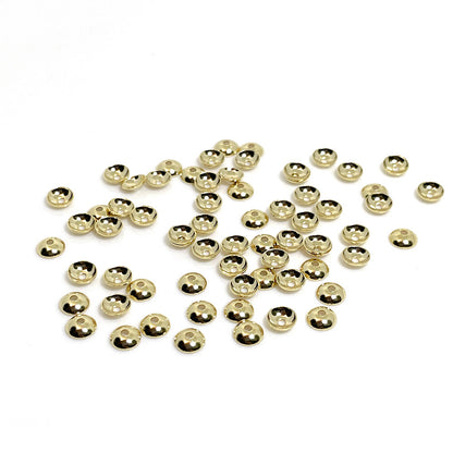 500PCS 14K Gold Filled Spacer Beads Tray Flower Bowl Flat Large Hole For Jewelry Making DIY Beads Doki Decor   